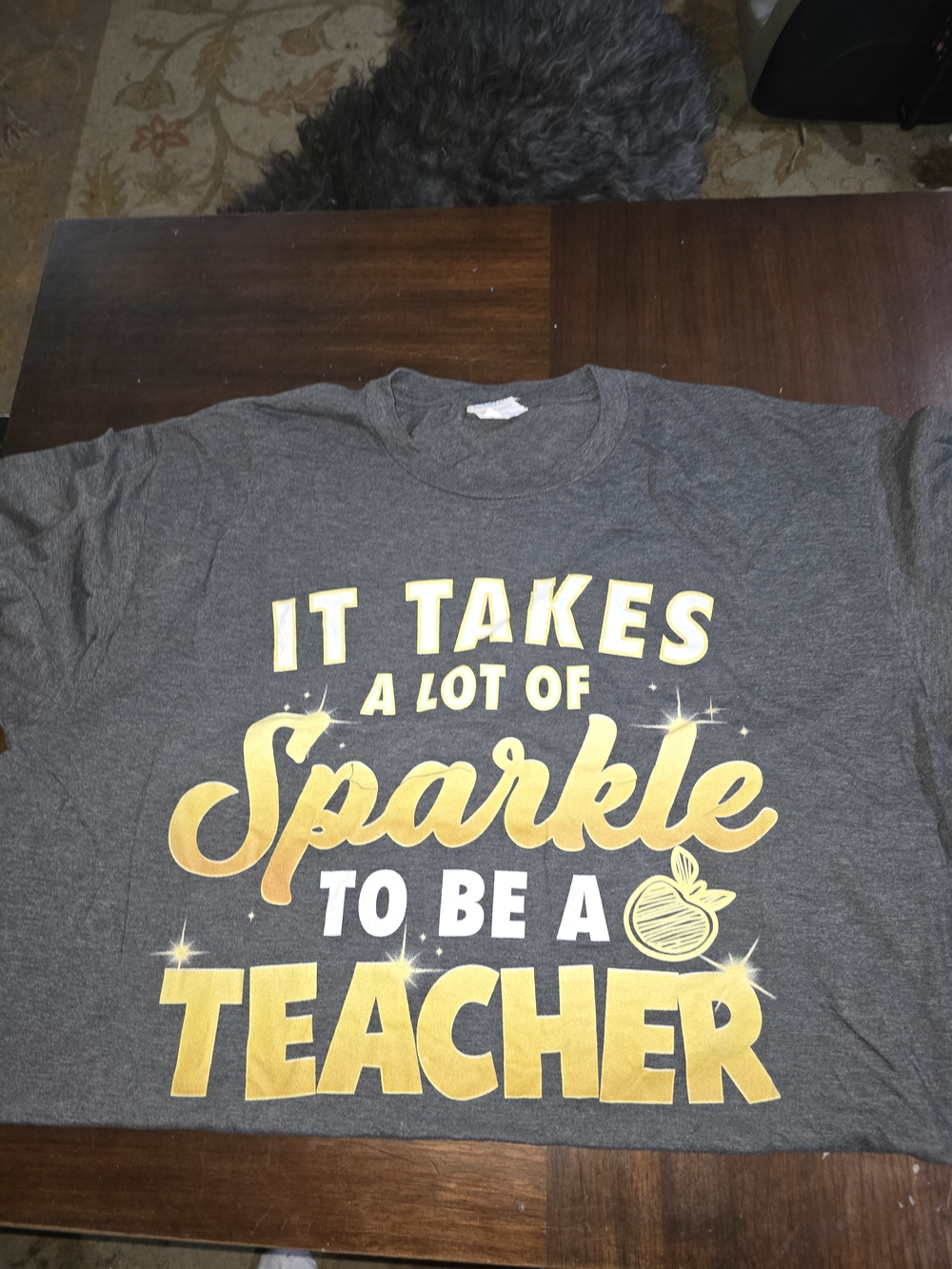 Gray Tee with Gold 'Sparkle' Teacher Graphic